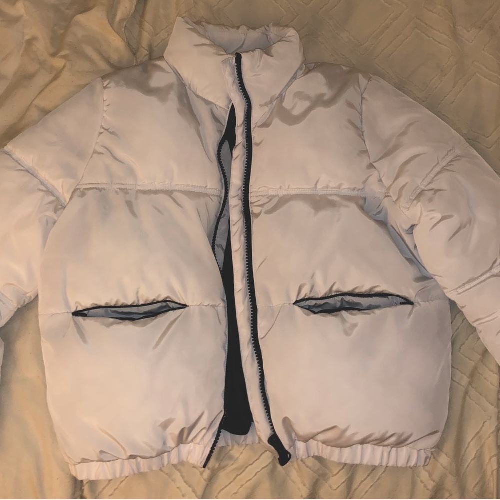 White puffer coat